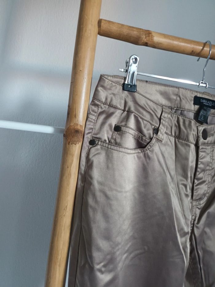 Pantalon brillant vert kaki Sara Kelly by Ellos taille 40 - photo numéro 3
