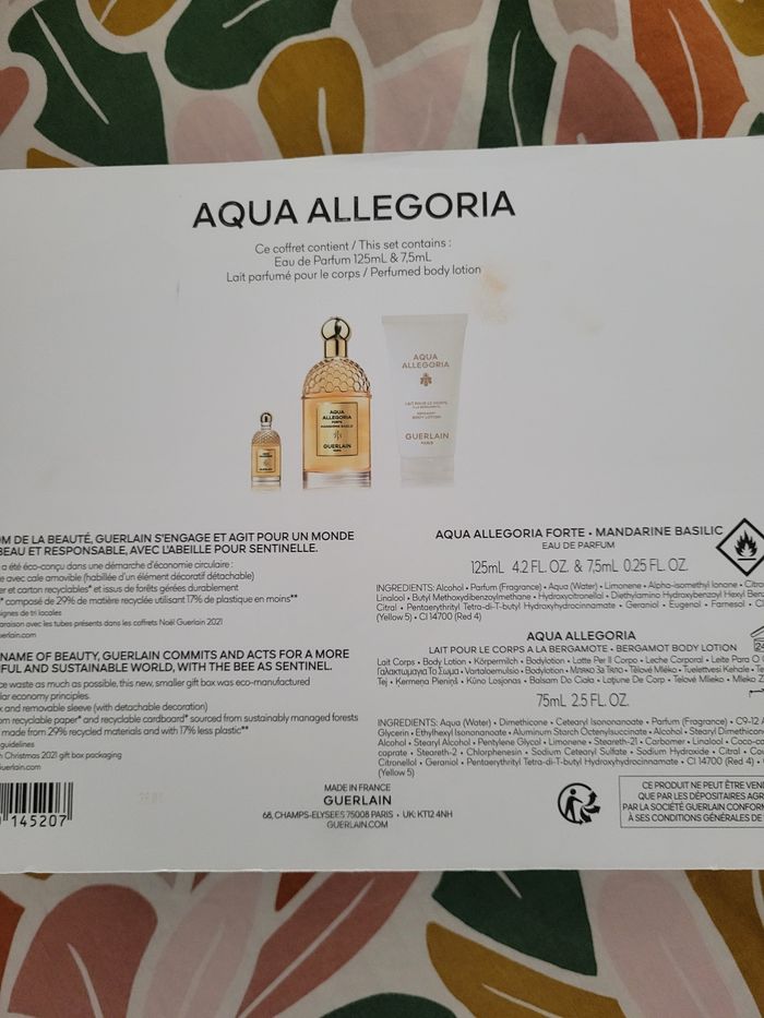Coffret Aqua allegoria Mandarine basilic forte 125ML - photo numéro 2