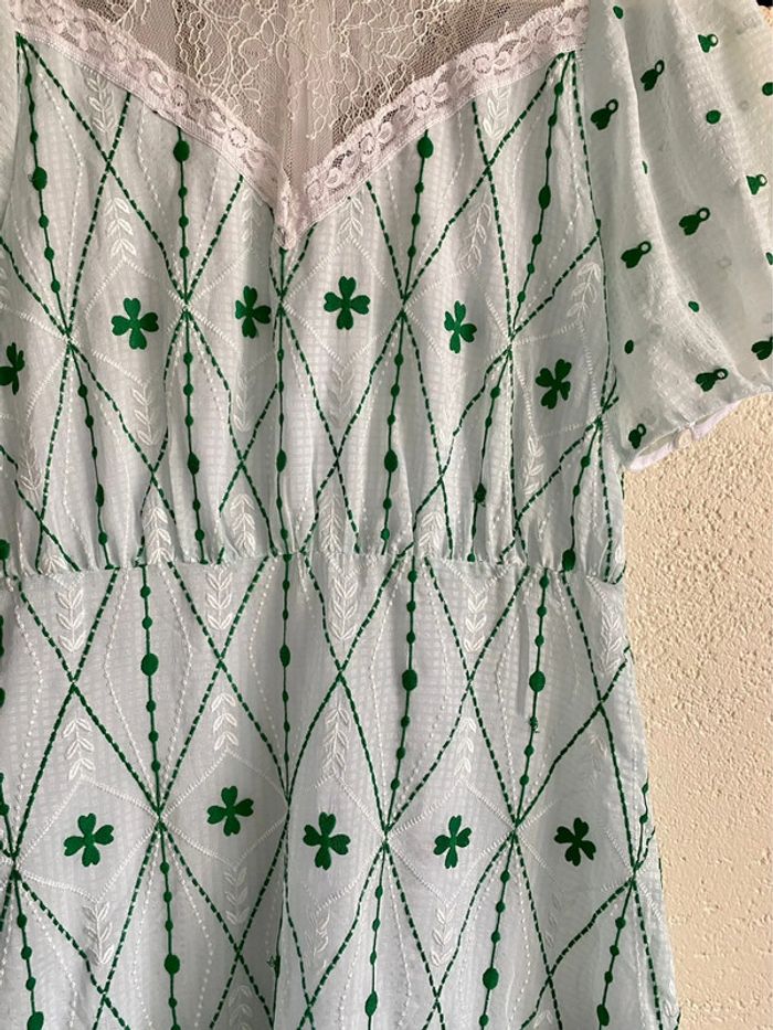 Robe dentelle Sandro vert broderie - photo numéro 2