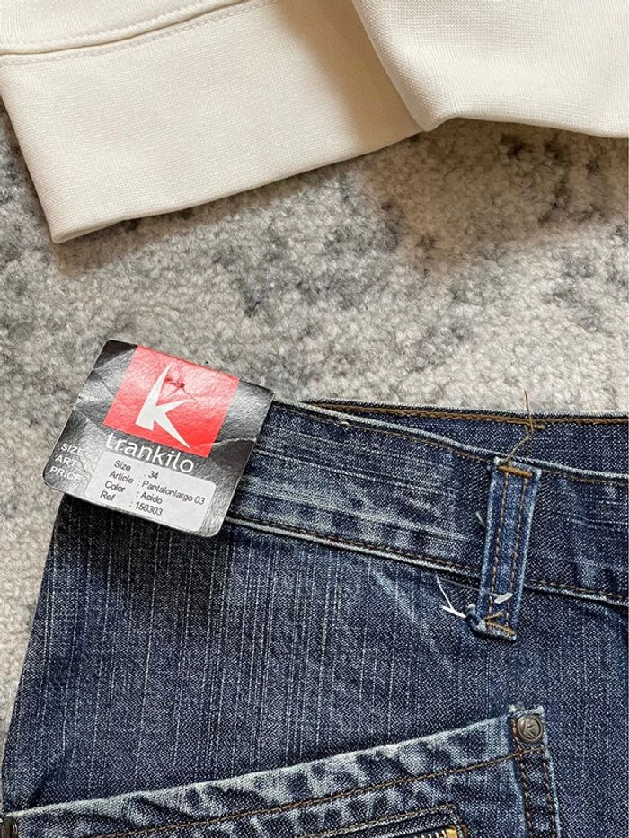 Pantalon en jean coupe skater baggy Trankilo brodé arrière croix y2k 100% coton 36US #4 - photo numéro 10