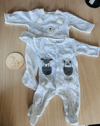 Lot de deux pyjamas blanc mixte
