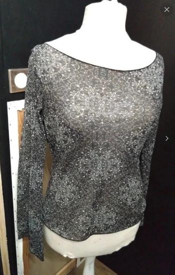 T shirt haut chic glamour noir et gris h&m t 38