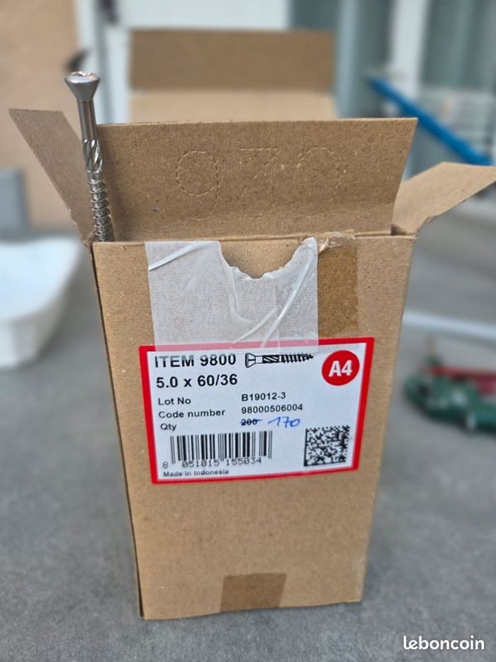 Lot de 170 vis pour terrasse en inox A4 5x60 + embout t25 / TRES BON ETAT - photo numéro 9