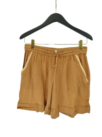 Short Marron glacé T 36 Blanche porte ajustable avec élastique A326