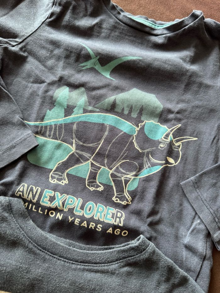 Lot 2 t-shirt 3 ans Dinosaure bleu - photo numéro 3