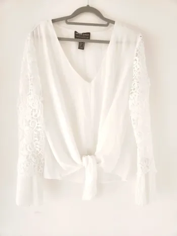 Blouse blanche Frank Lyman – Taille 38 – Manches dentelle