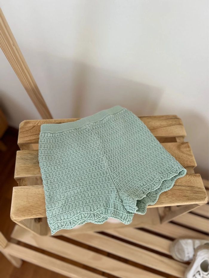 Ensemble haut et short vert tricot taille 24 mois tape à l’œil - photo numéro 3