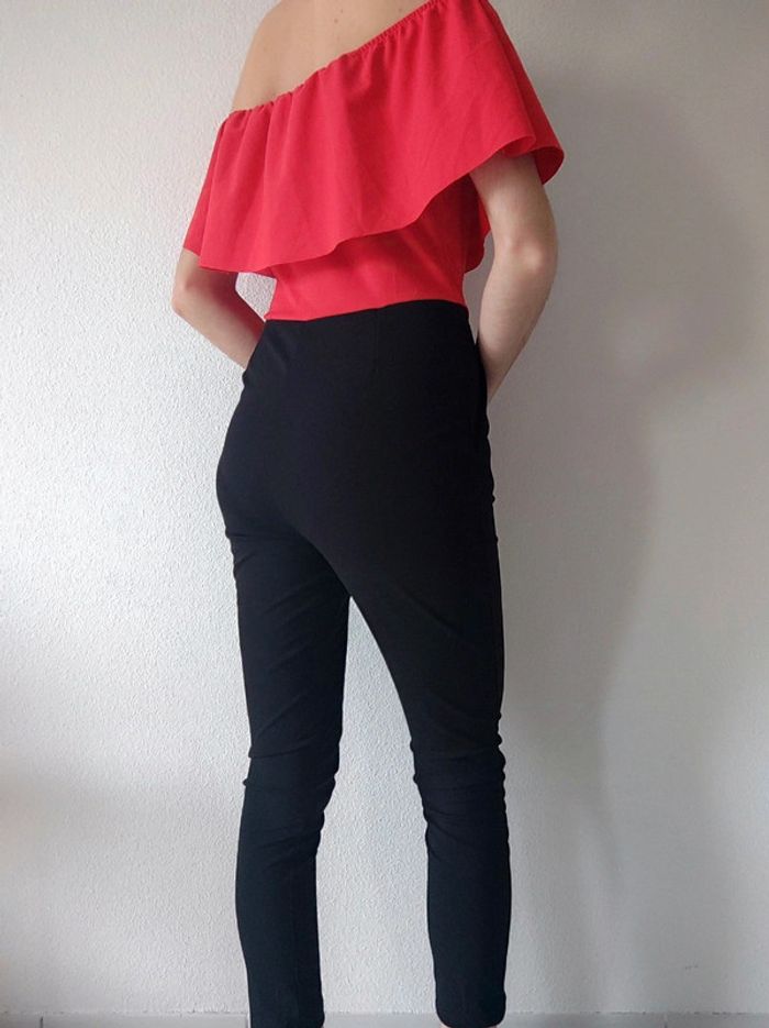 Combinaison pantalon noir volant rouge 🇮🇹 36/S à 40/L - photo numéro 2