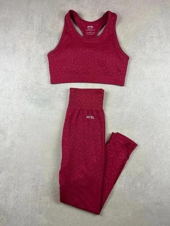 Ensemble AYBL Seamless Set - Sports Bra + Leggings Gym Outfit | bordeaux à pois - XS #