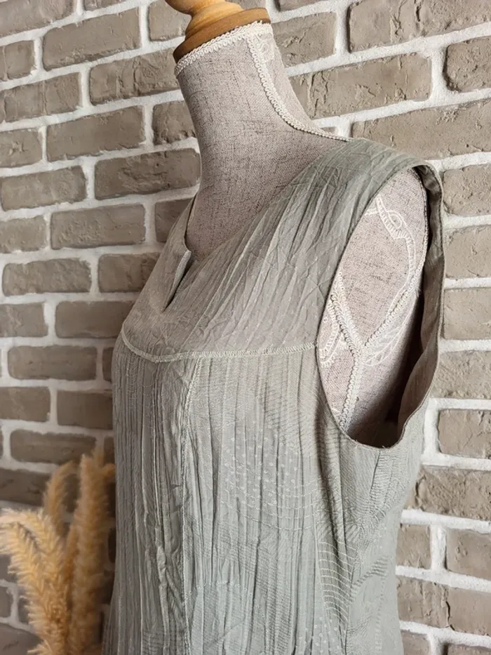 Robe vintage vert sauge Affinités d'Armand Thiery - Made in France - photo numéro 8
