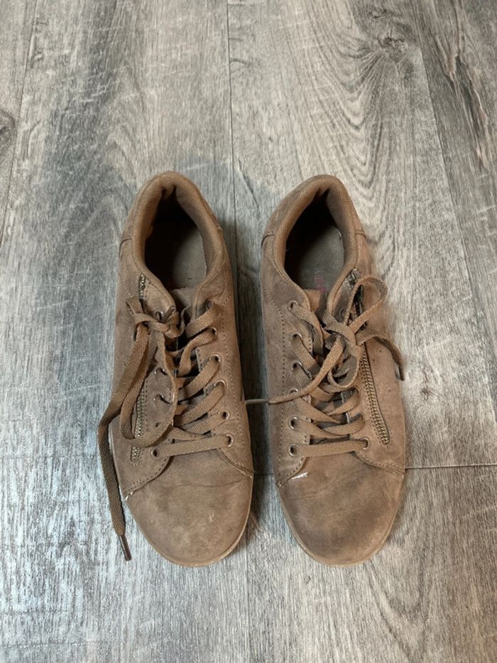 Baskets suédine beige camel femme - Très confortables - Taille 40 - photo numéro 4
