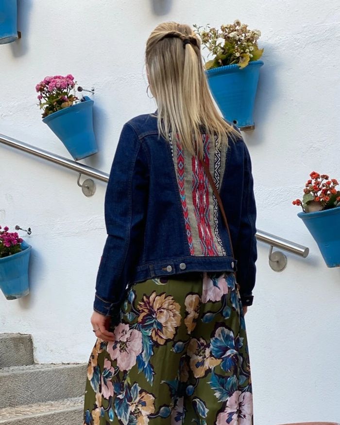 Veste en denim Levi’s brodée colorée – Taille S - photo numéro 2