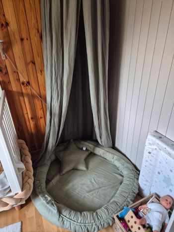 Cocon + ciel de lit + coussin en lin coton & sweets