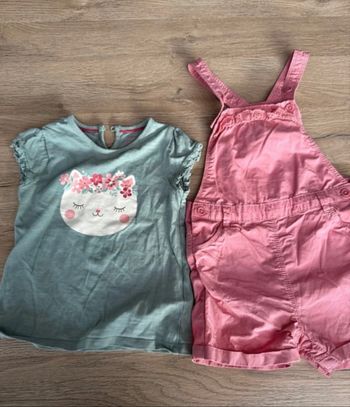 Ensemble salopette et t-shirt manche courte 92 cm