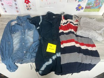 lot 4 vêtements fille 16 ans chemise salopette robe tunique pull capuche