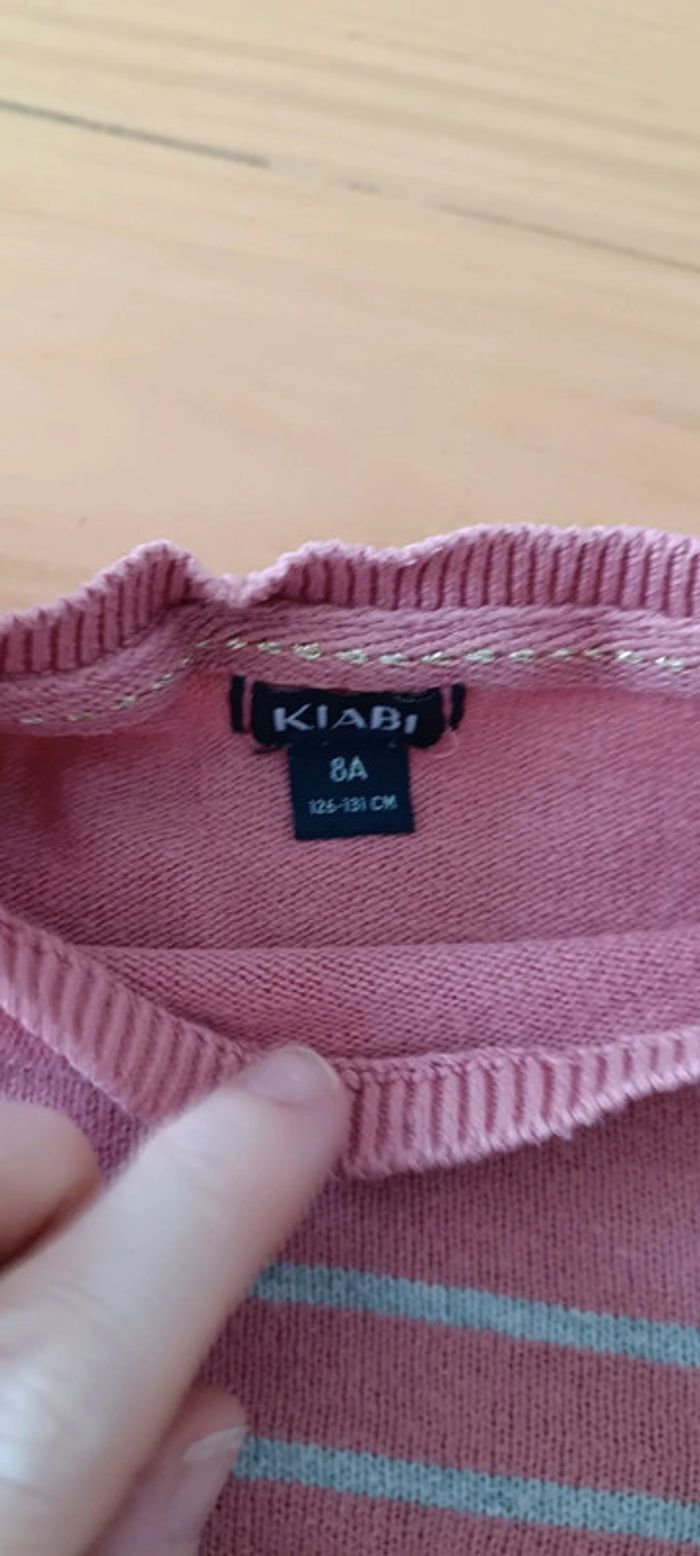 Pull fille 8 ans rayé rose et gris - photo numéro 3