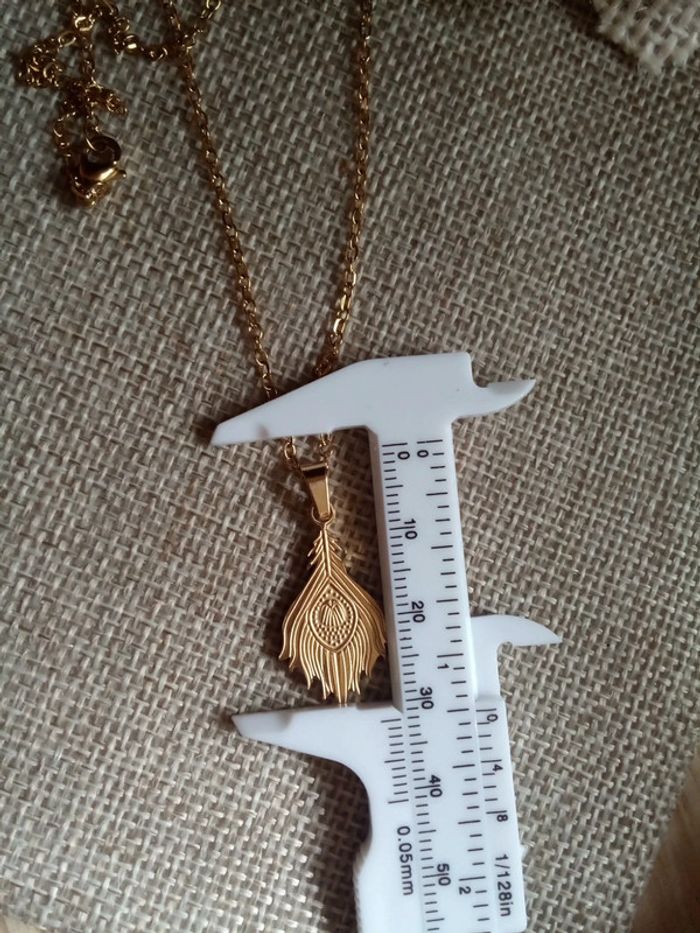 Collier plume de paon acier inoxydable - photo numéro 2