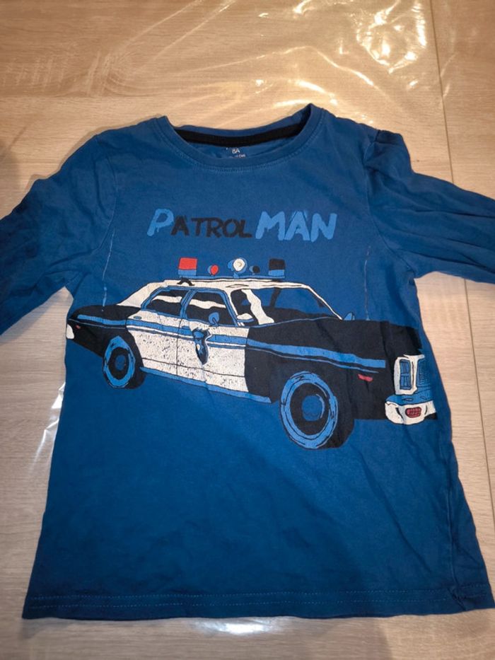 Tee shirt longue manches bleu marine voiture - photo numéro 2