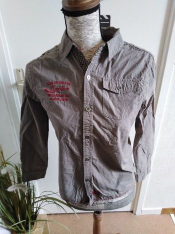 Chemise manche longue grise rayée orchestra 12 ans garçon, motif dos