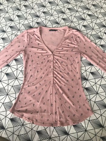 Tee shirt manches longues rose tropical