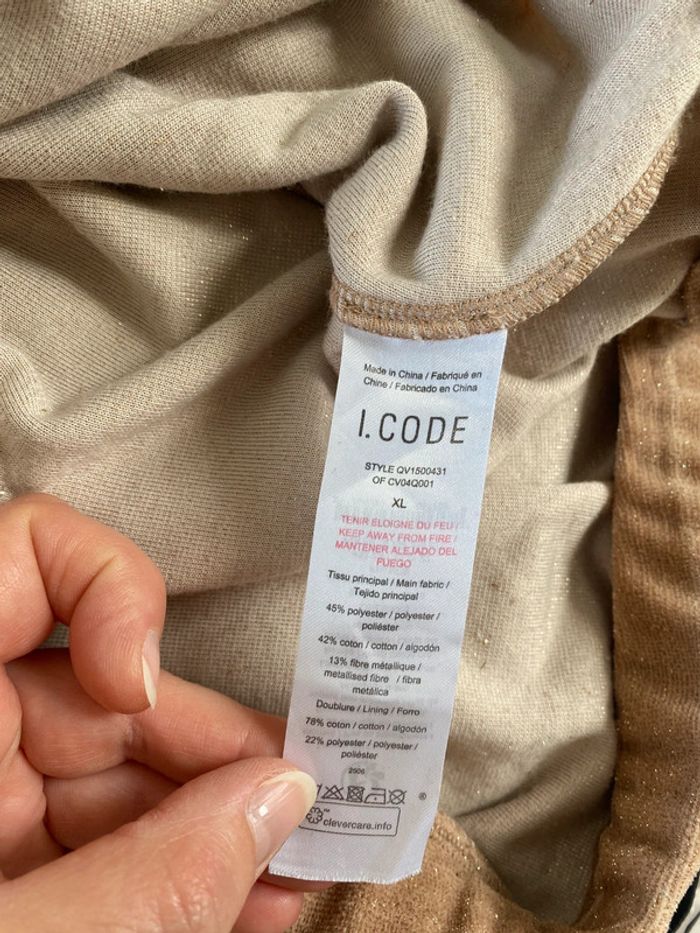 Sweat zippé rosé pailleté i.code XL - photo numéro 5