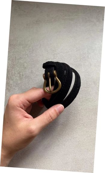 Ceinture noire fine effet velours taille 80