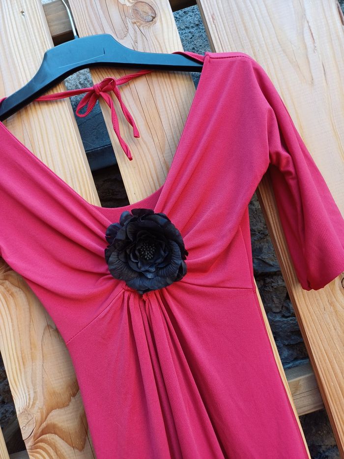 Jolie tunique robe rouge avec fleure noire - photo numéro 4