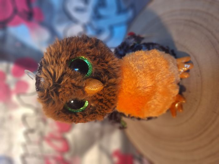 Peluche de collection Ty Beanie Midnight the Orange et Green Owl