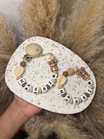 Attache tétine personnalisée ours ourson