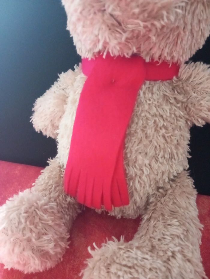 Nounours beige écharpe rouge - photo numéro 3