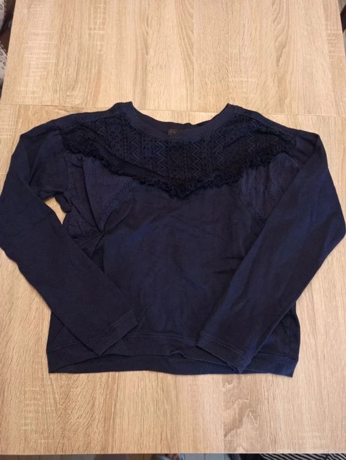 Sweat léger bleu marine effet dentelle - photo numéro 3