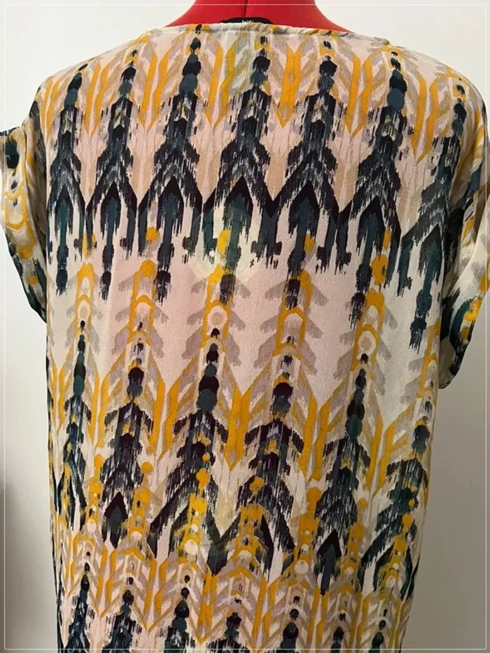 Robe voile beige jaune bleue H&M - photo numéro 3