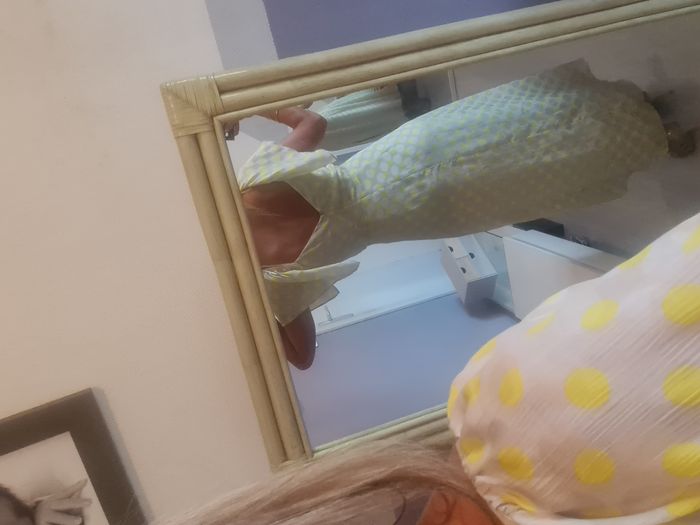 Robe longue grise crème à pois jaune avec fente Zara Taille 34 - photo numéro 8