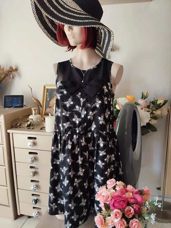 🖤Robe Légère Décolleté Voile & Noeud Atmosphère T34/36🖤 - photo numéro 3