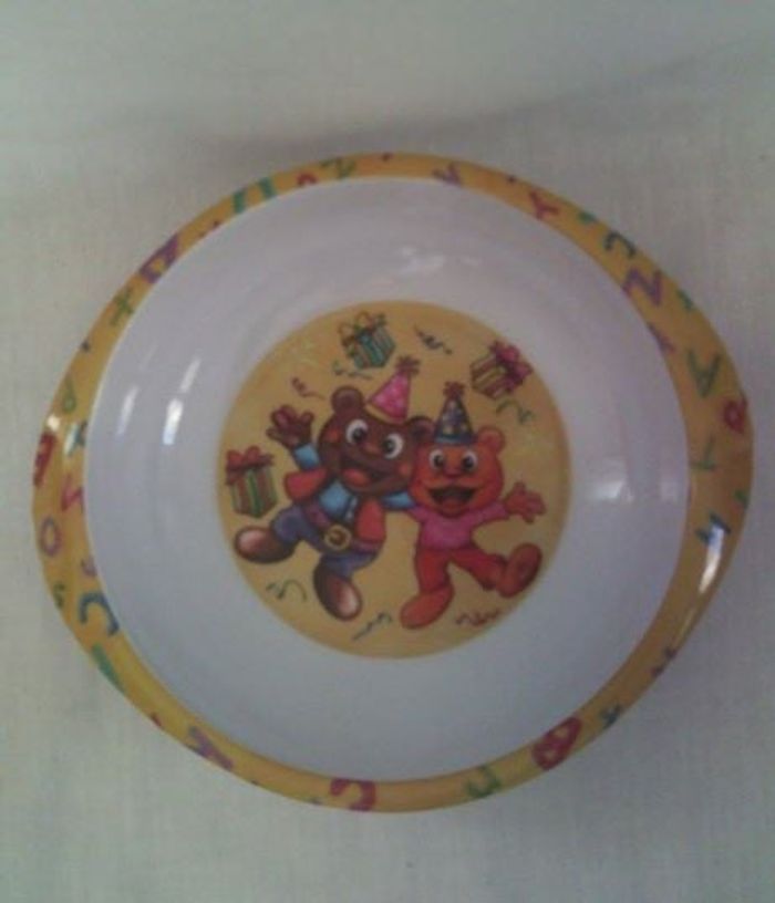 Assiette en plastique 2 oursons avec des ballons