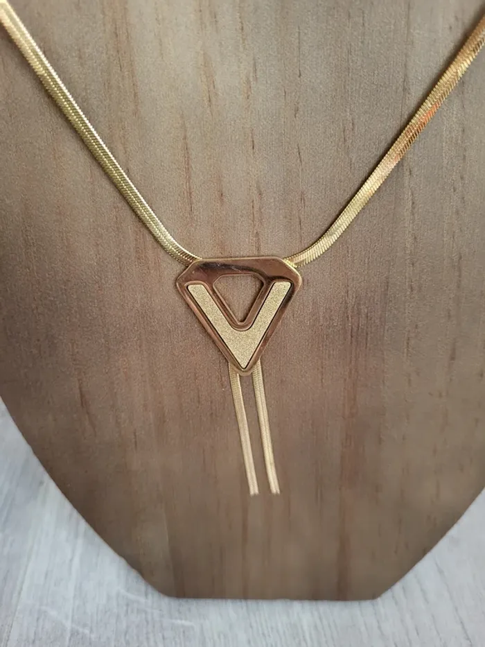 Parure collier et boucle d'oreilles assortis acier inoxydable doré - photo numéro 4