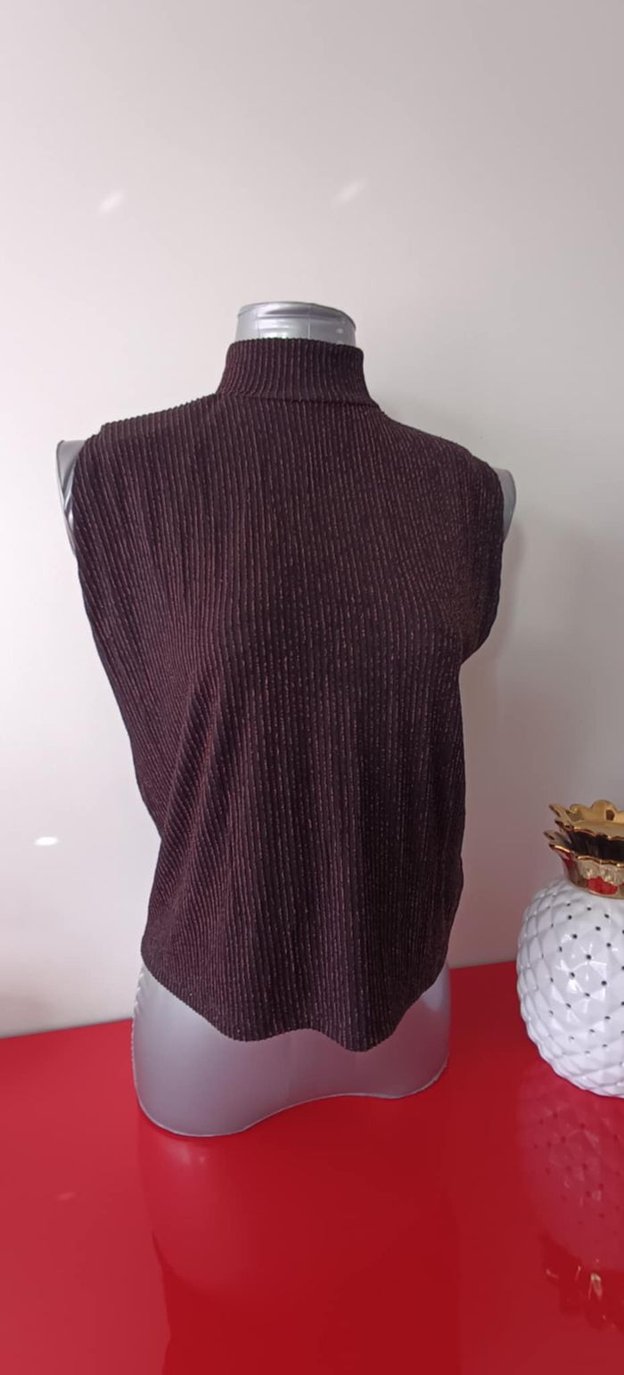 Top Haut T-shirt noir cuivré sans manches "Kiabi" Taille S