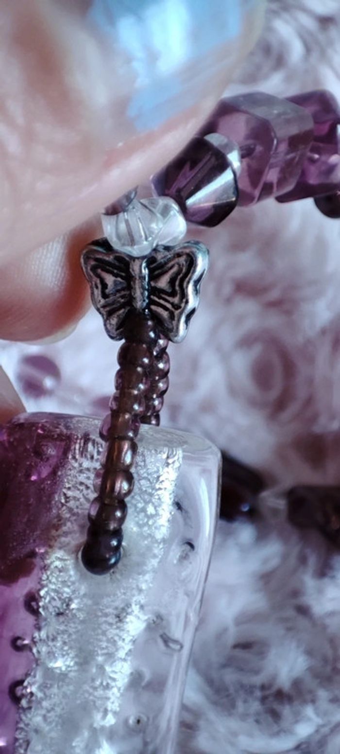 Collier perles en verre violet - photo numéro 7