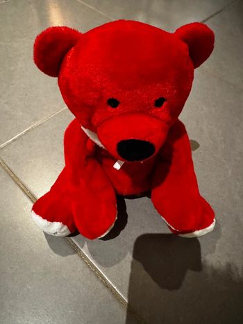 Peluche Ours - Nocibé - 2013 - Dimensions: 26 cm * 20 cm - Rouge & Blanc