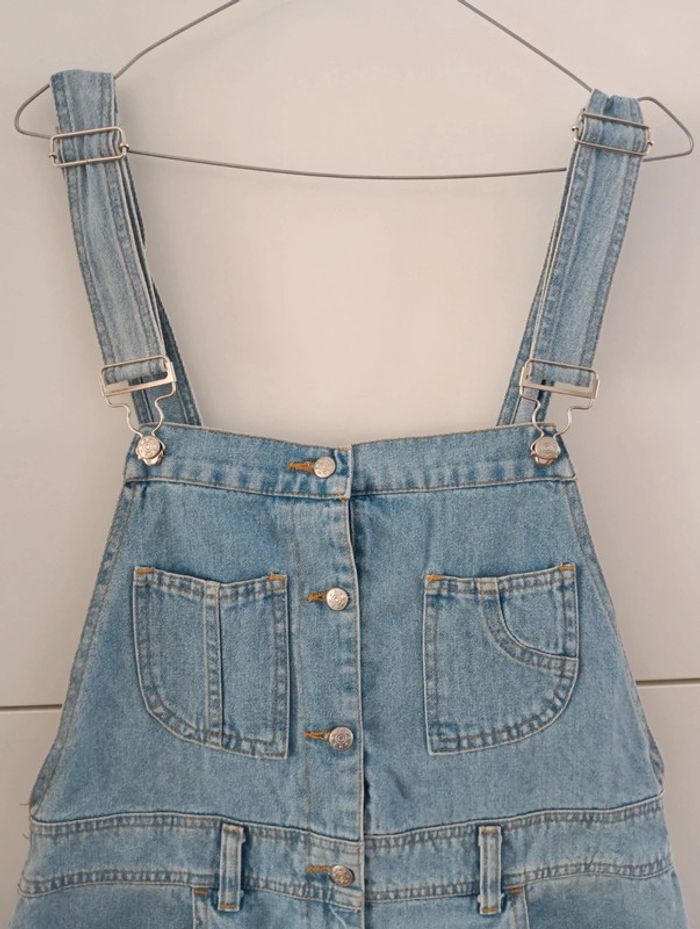 Salopette vintage courte en jean clair - photo numéro 3