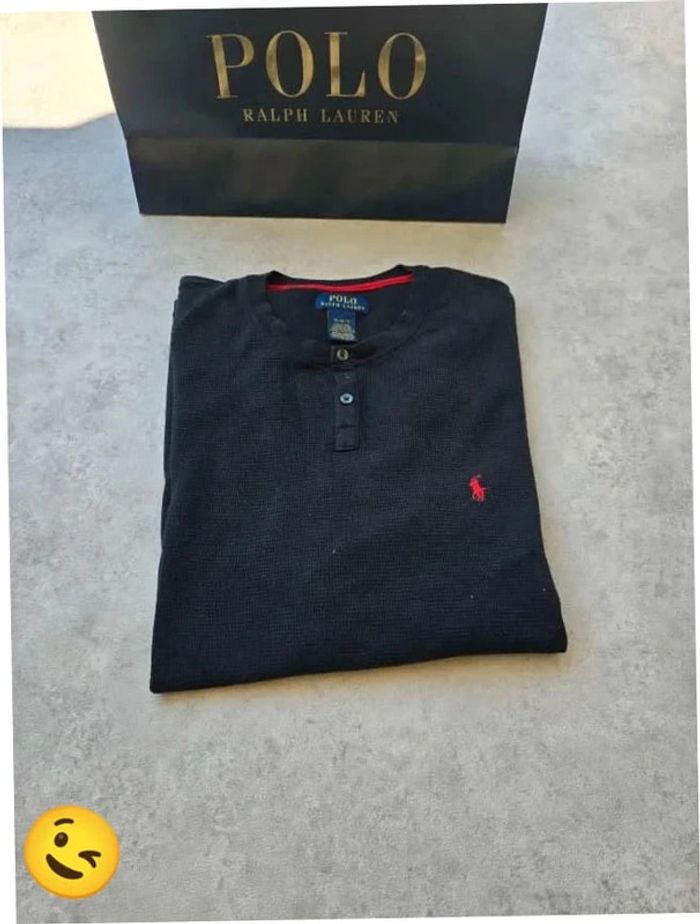 T-shirt Ralph Lauren XL coupe col rond noir Homme Men tee120