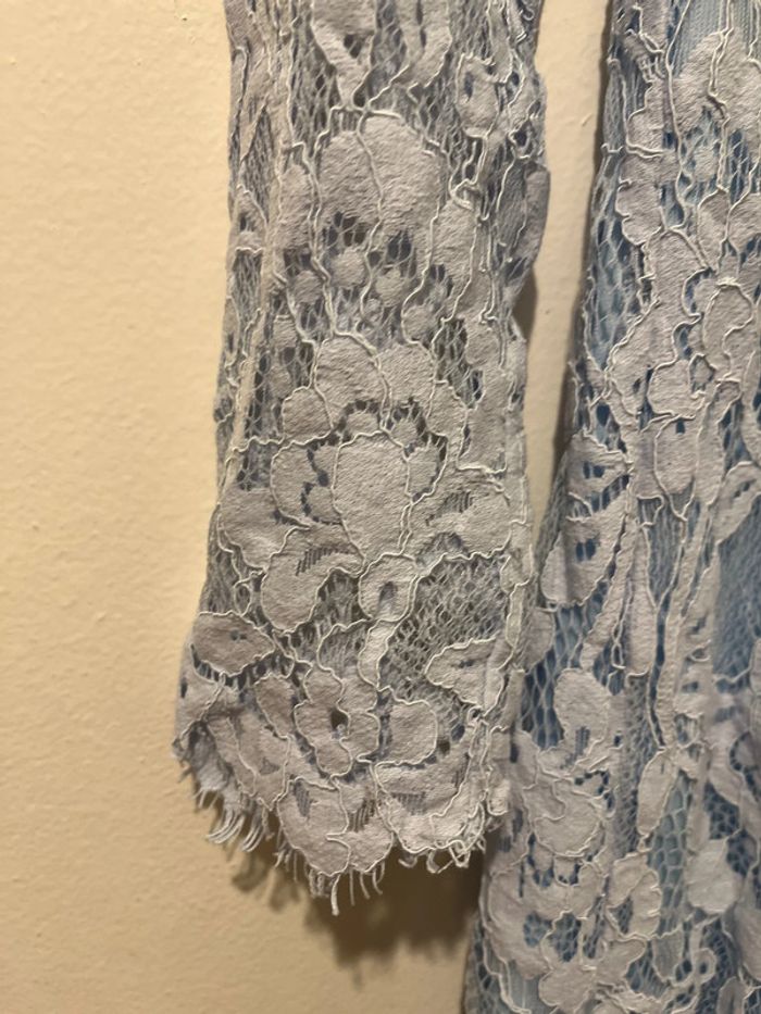 Magnifique robe bleue dentelle S manches longues doublée - photo numéro 3