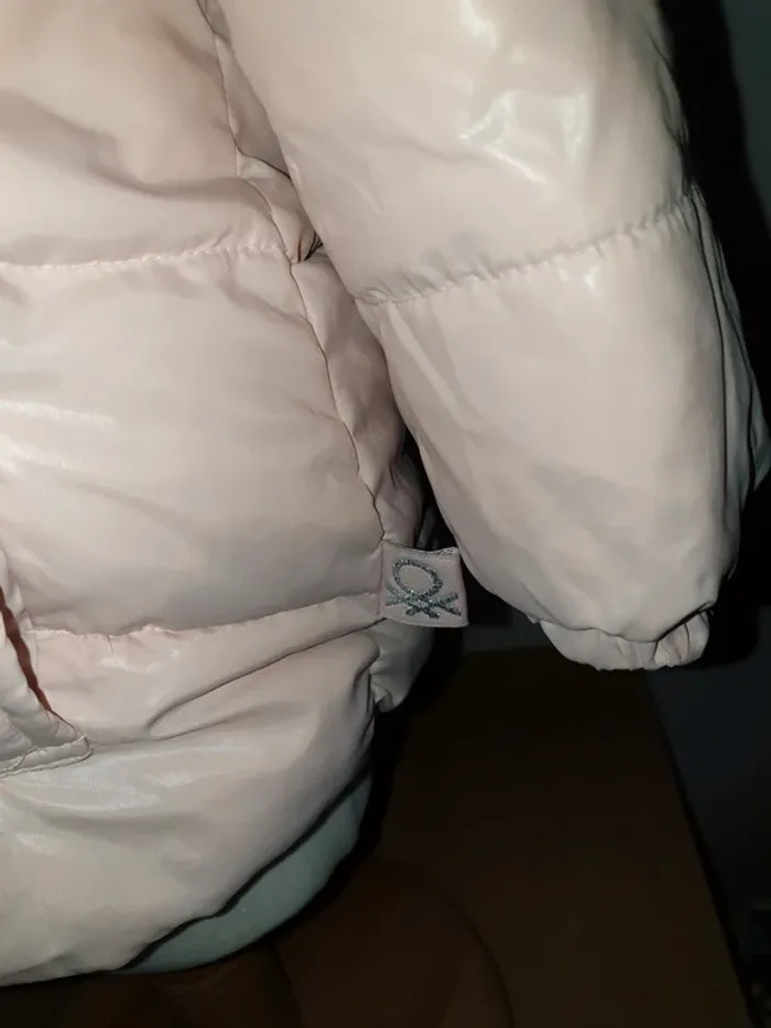 Manteau bébé fille rose poudré Benetton 12 mois - photo numéro 3
