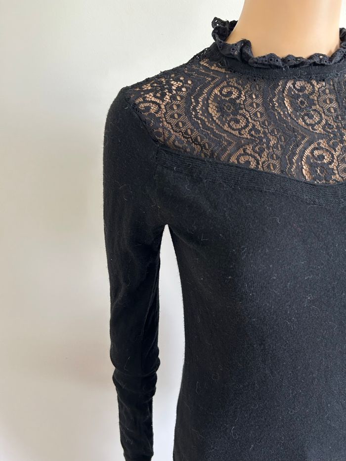 Pull noir avec dentelle Morgan taille XS bon état - photo numéro 4