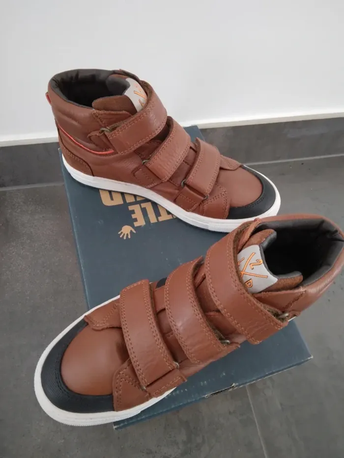 Chaussures garçon boots marron cuir 34 neuf - photo numéro 5