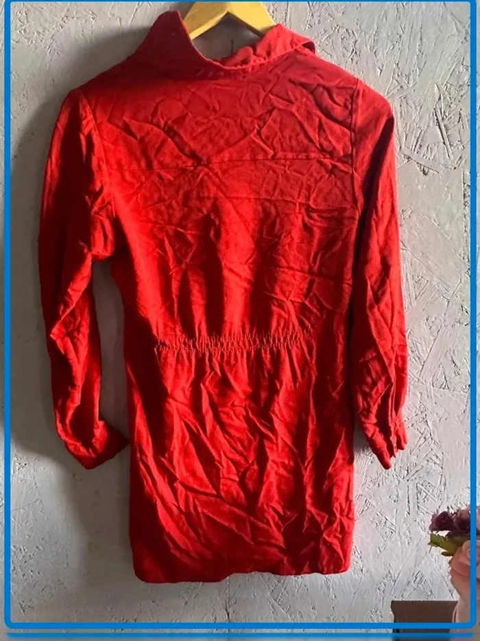 Robe chemise Mango rouge taille XS - photo numéro 4