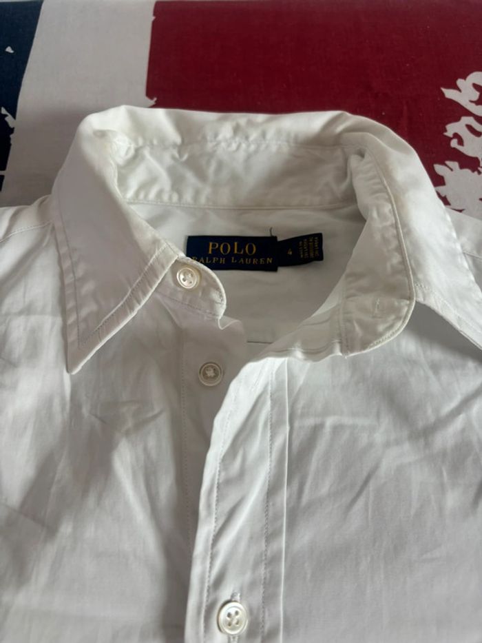 Chemise Ralph Lauren Vintage Blanc Logo Bleu Taille S/M - photo numéro 8