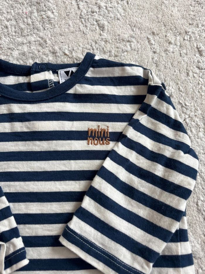 T-shirt manche longue marinière mini nous 6 mois tape à l’œil - photo numéro 3
