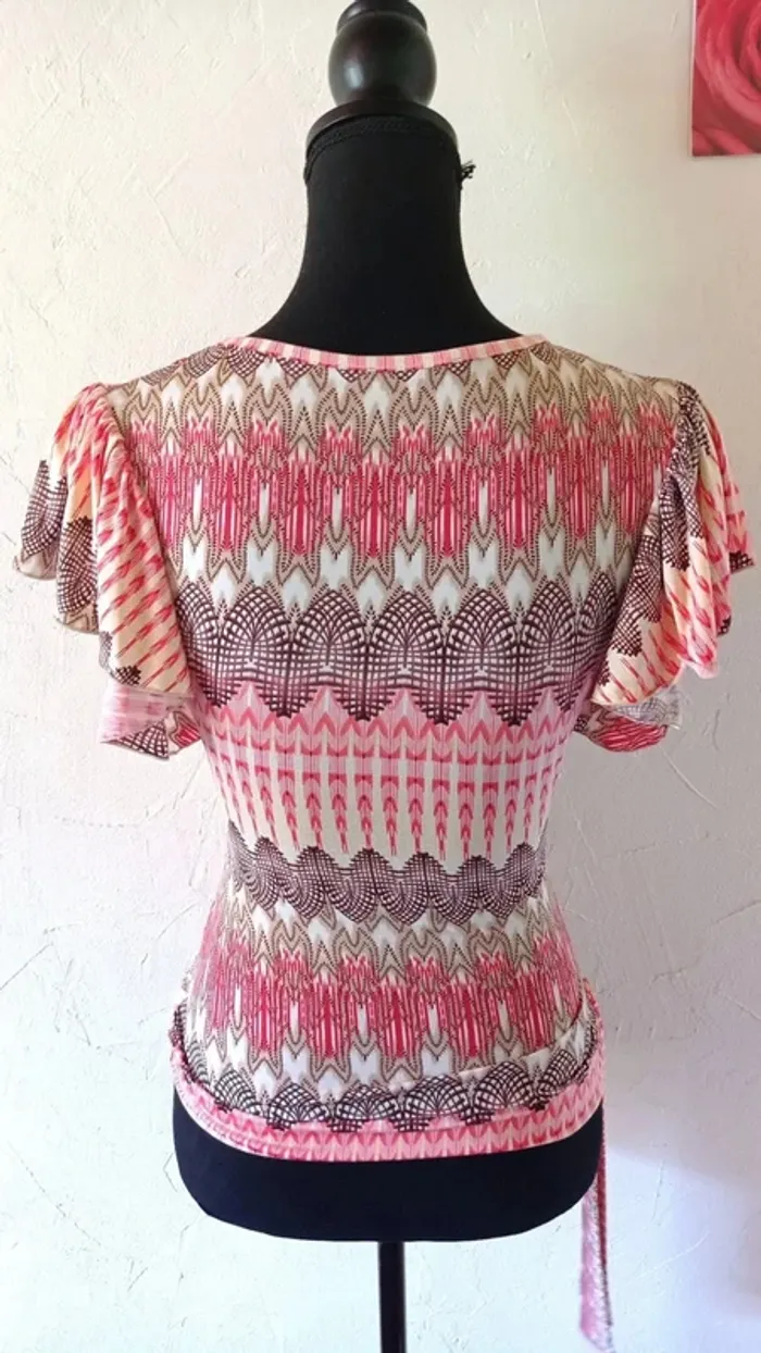 🌸Blouse effet cache-cœur, Sépia, taille 36 - photo numéro 4