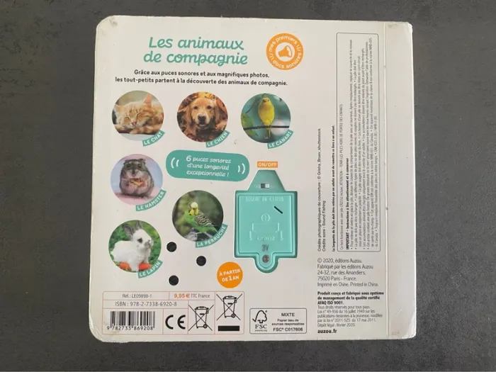 Livre sonore « Les animaux de compagnie » Auzou - photo numéro 2